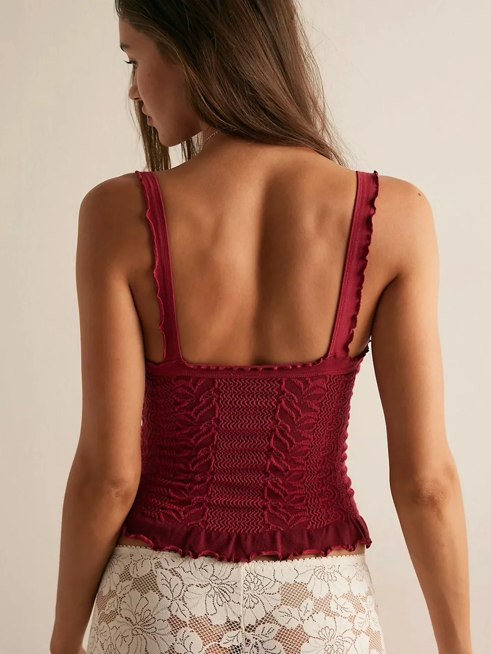Free People So Soft Frill Square Neck Tank NWT Size M/L Intimately Cami Top